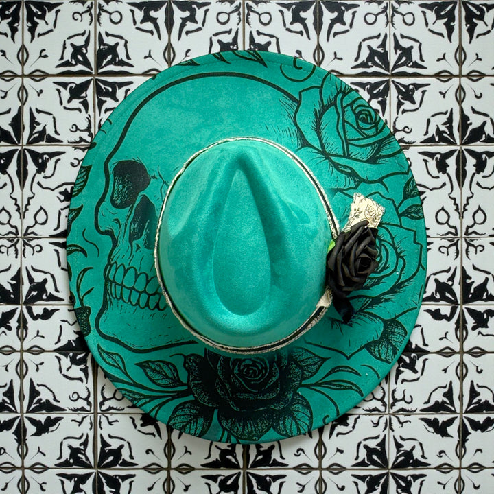 Death Blooms Vegan Suede Wide Brim Hat