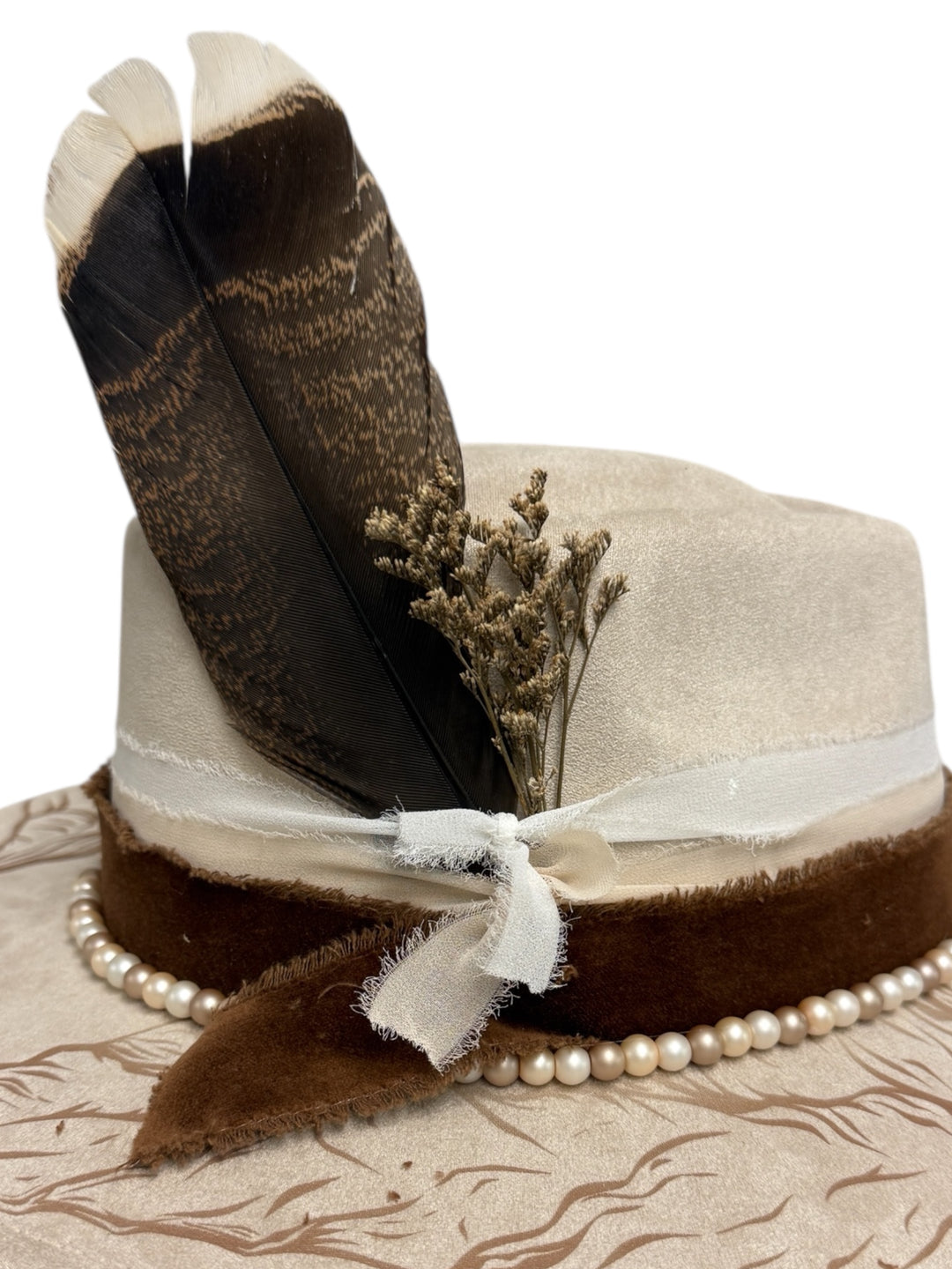 Double Arrowheads Vegan Suede Wide Brim Hat