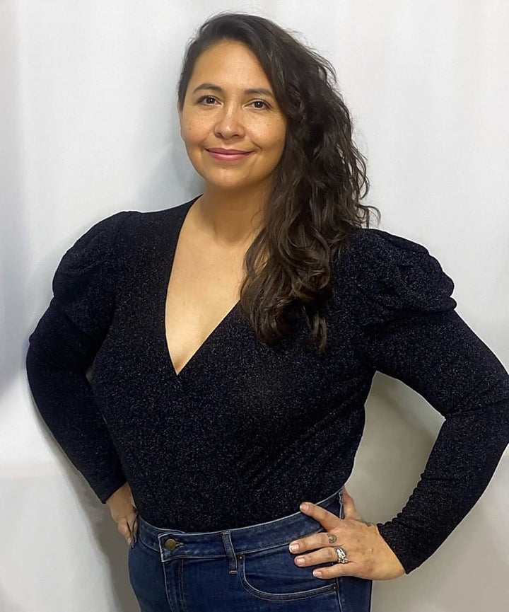 Starfall Faux Wrap Black Bodysuit