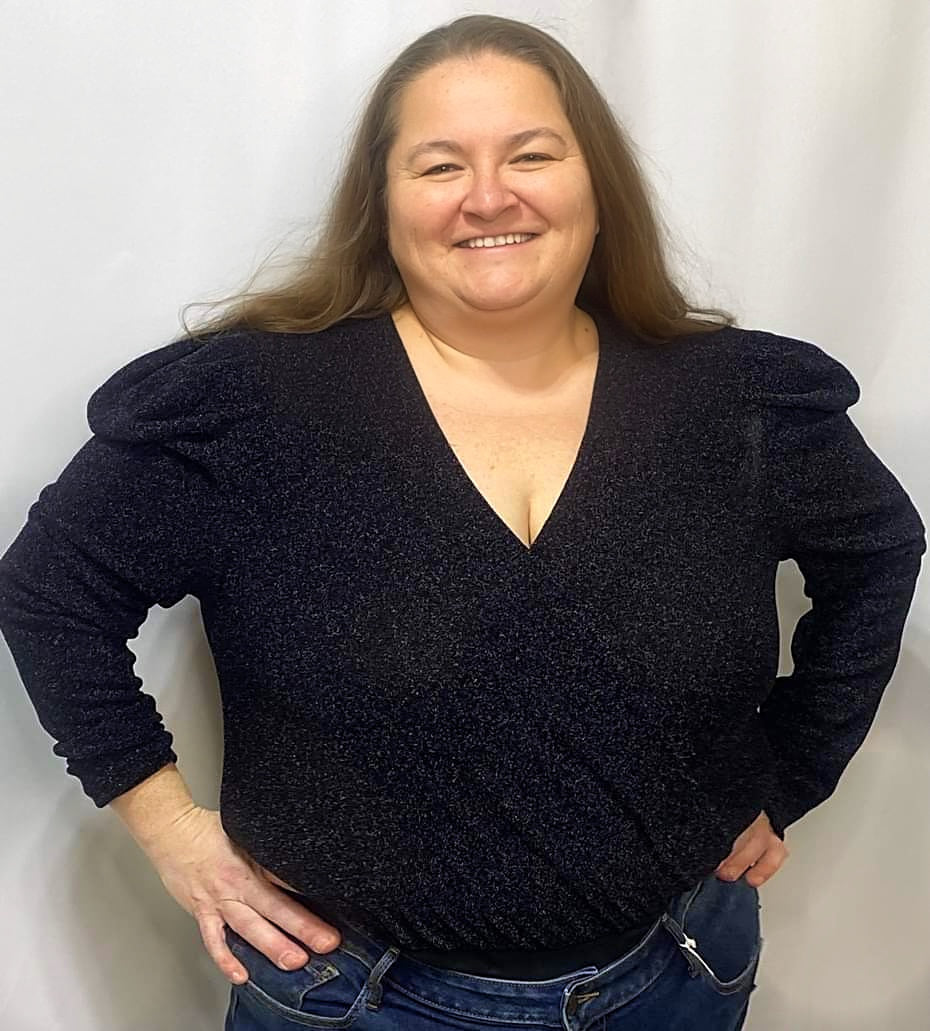 Starfall Faux Wrap Black Bodysuit