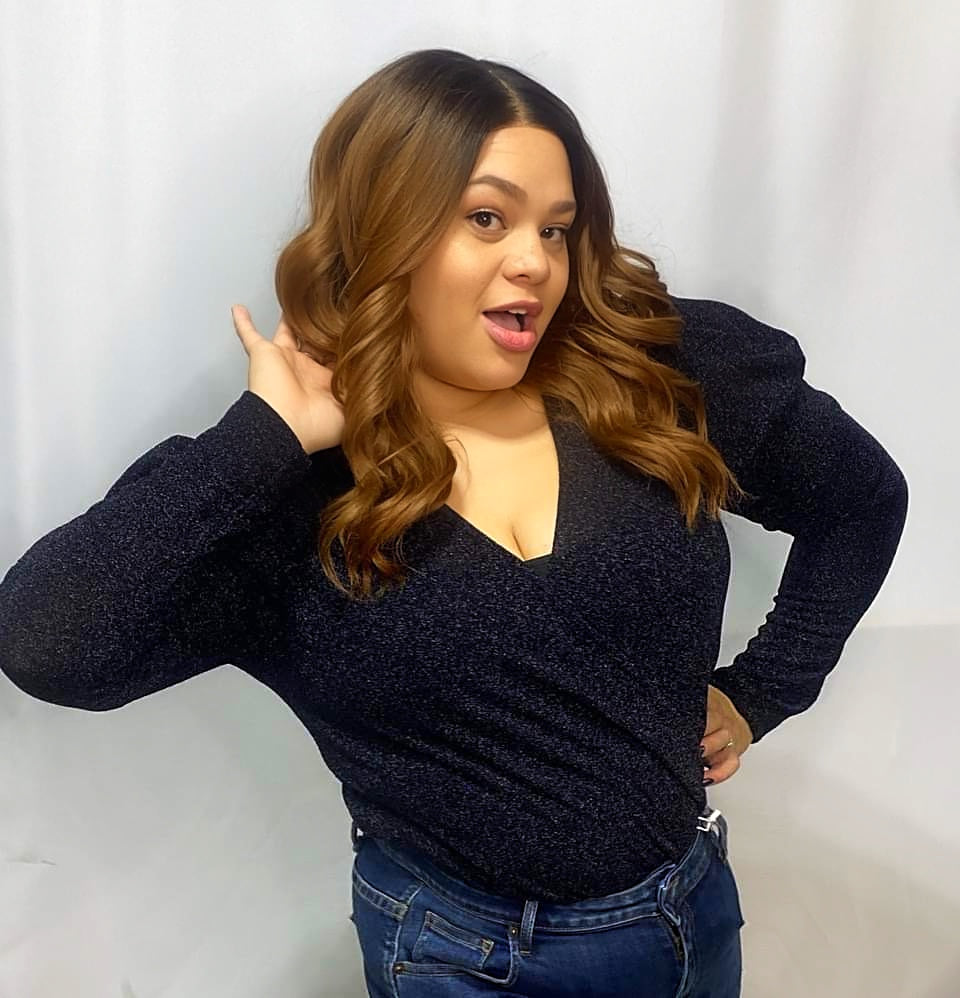 Starfall Faux Wrap Black Bodysuit