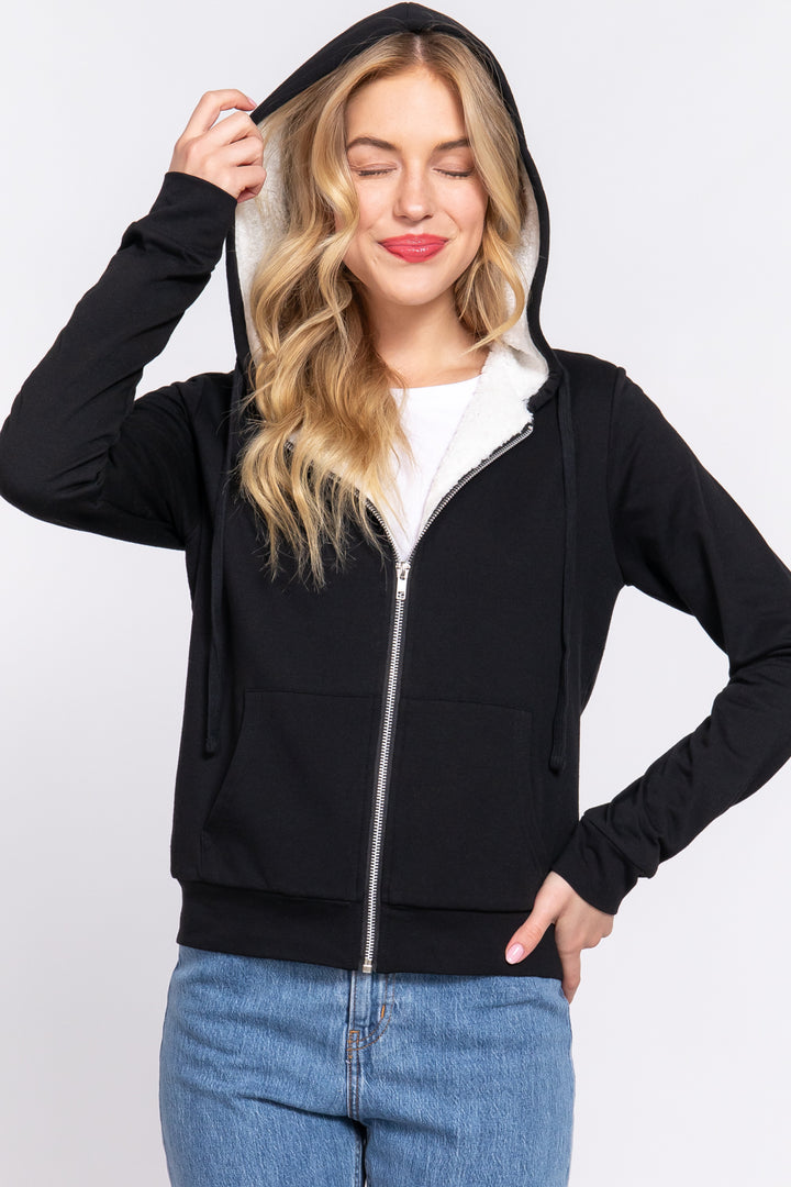 Faux Fur Zip Up Hoodie