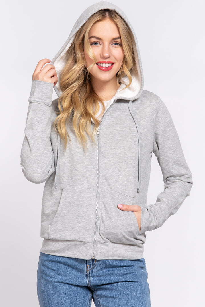 Faux Fur Zip Up Hoodie