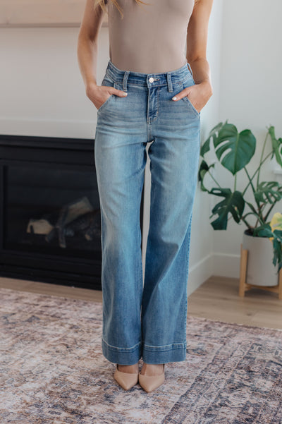 Judy Blue | Mindy Mid Rise Wide Leg Jeans