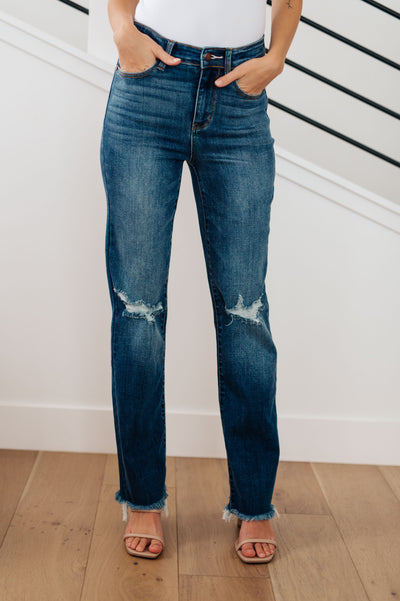 Judy Blue | Morgana High Rise Distressed Straight Jeans