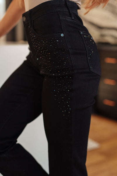 Judy Blue | Reese Rhinestone Slim Fit Jeans in Black