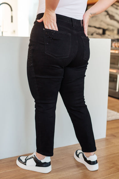 Judy Blue | Reese Rhinestone Slim Fit Jeans in Black