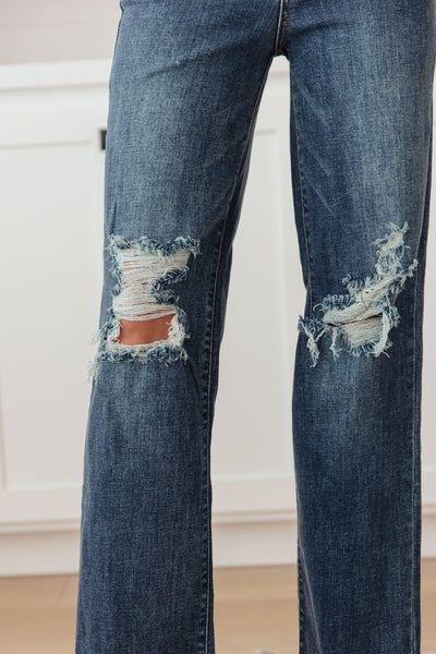 Judy Blue | Rose High Rise 90's Straight Jeans in Dark Wash