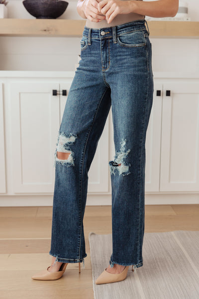 Judy Blue | Rose High Rise 90's Straight Jeans in Dark Wash