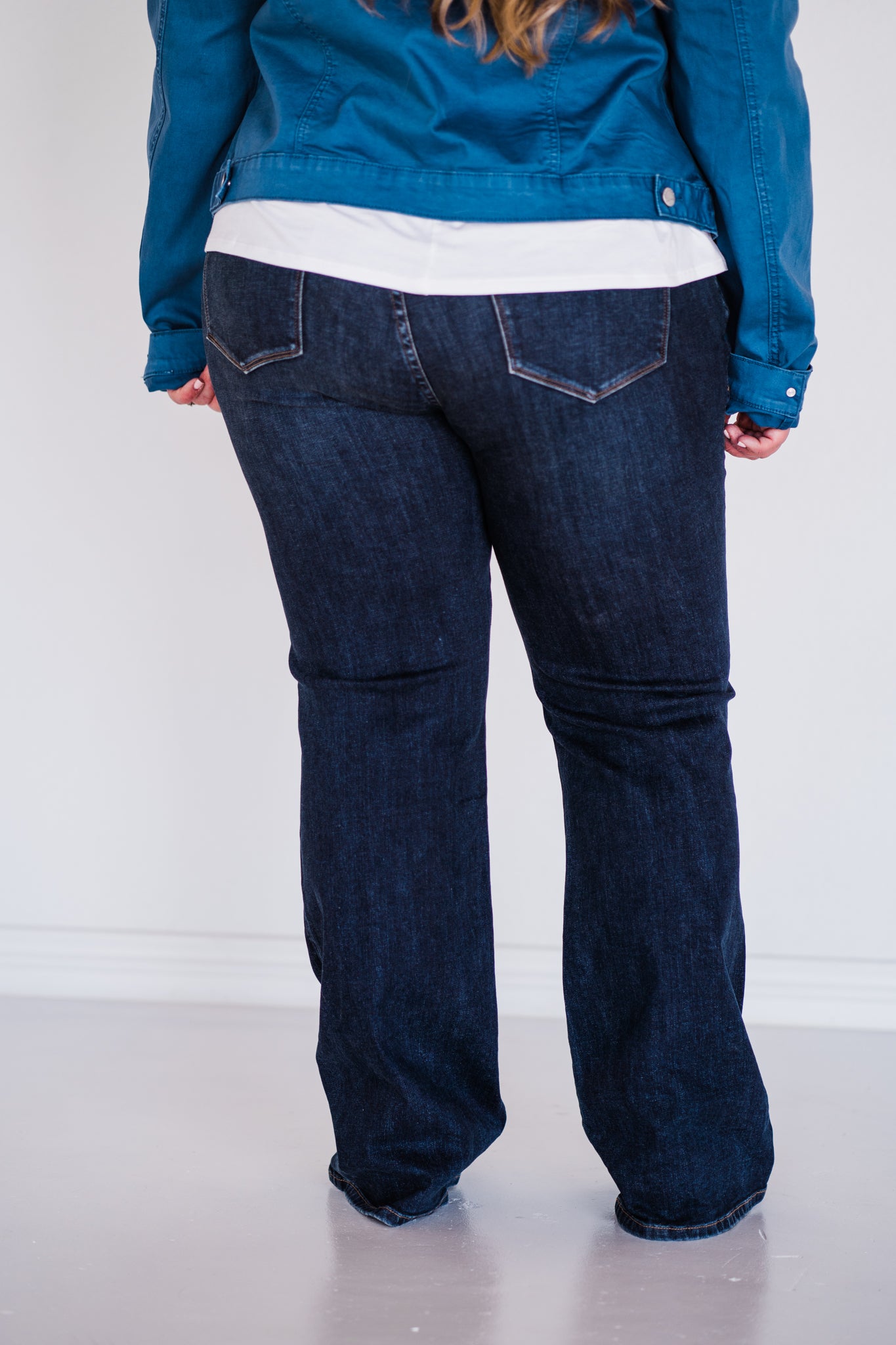 Your New Favorite Mid-Rise Non-Distressed Dark Wash Bootcut Jeans