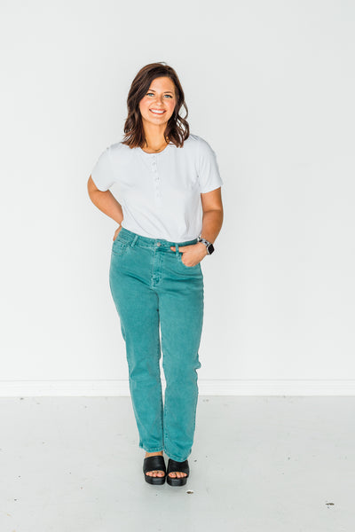 Pre-Order: Rubies & Honey | Hi-Rise Non-distressed Colored Straight Leg Jeans (3 colors!)