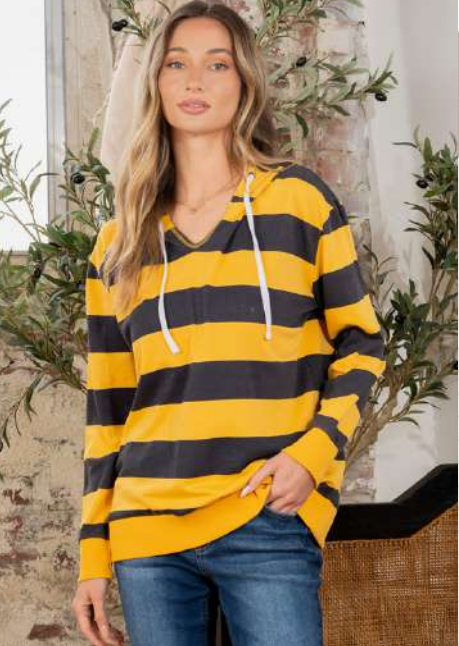 Feeling Sporty Striped & Laced Hooded Sweatshirt