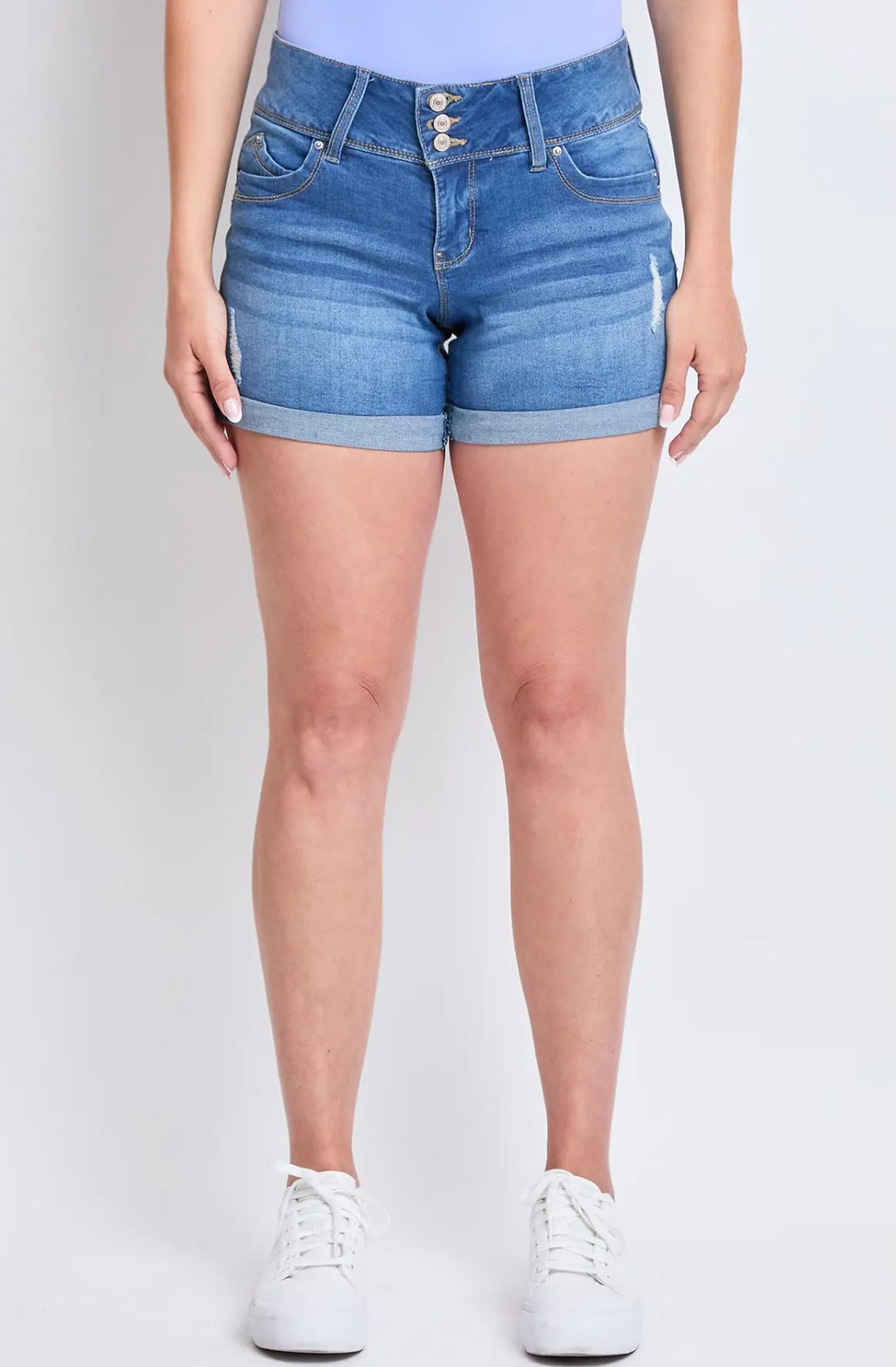 YMI | 3 Button Mid-Rise Fray Cuff Shorts