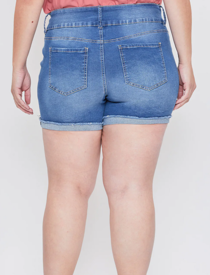 YMI | 3 Button Mid-Rise Fray Cuff Shorts