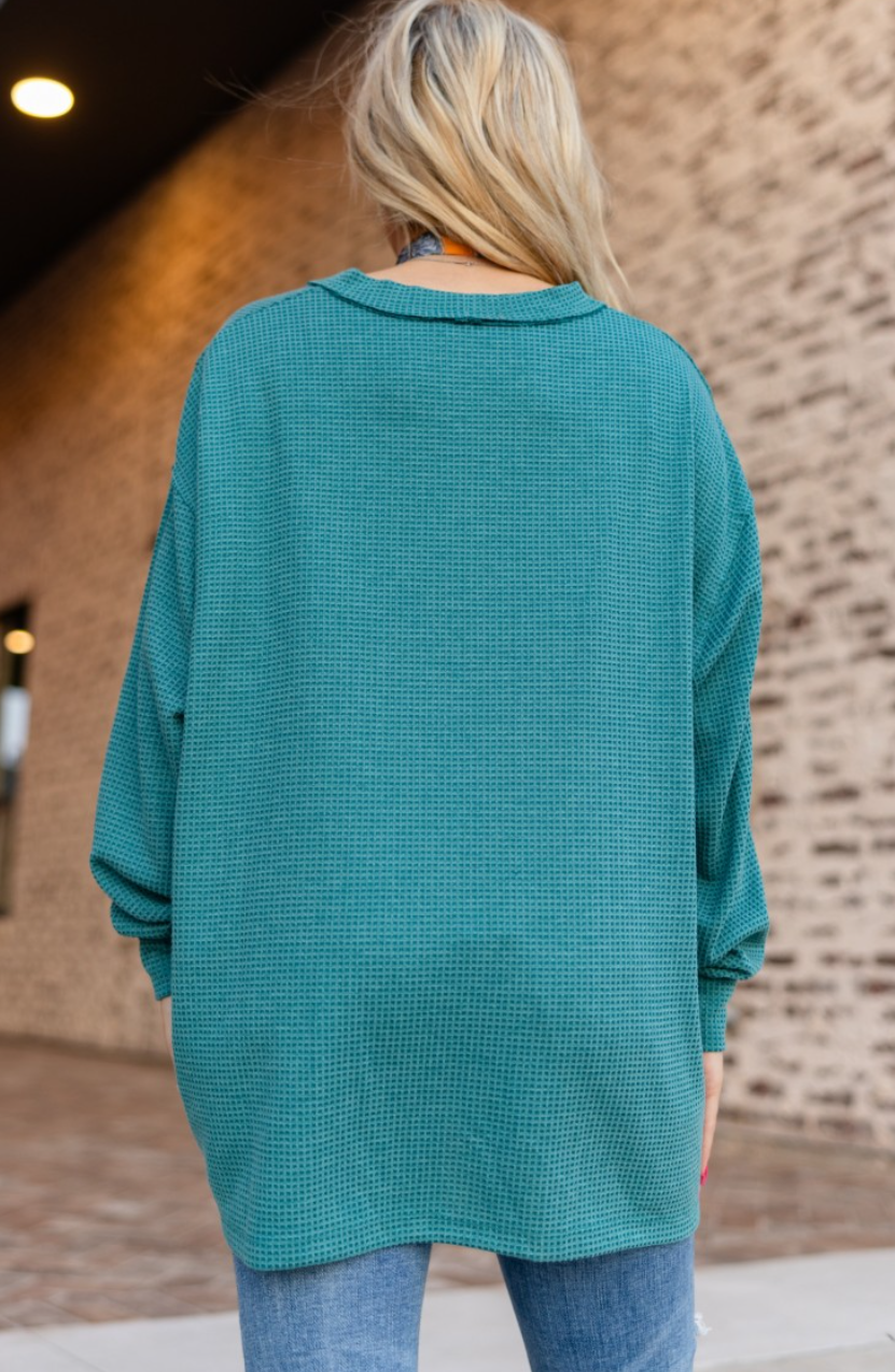 Jeweled Charm Thermal Cardigan