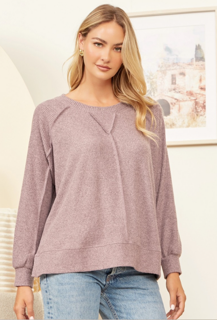 Mauve Muse Ribbed Hacci Top