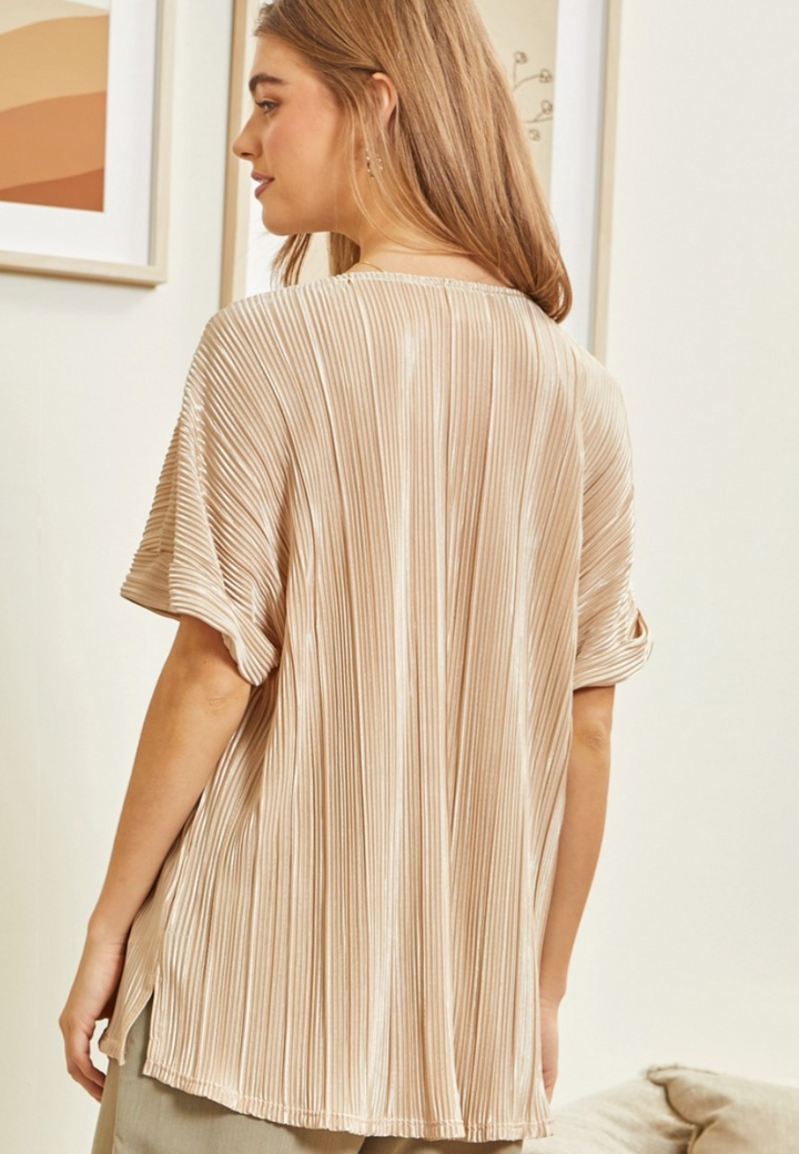 Champagne Drift Pleated Top