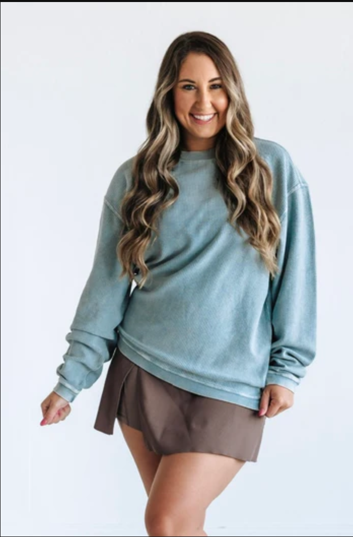 Essential Everyday Oversized Corded Crew Sweatshirt