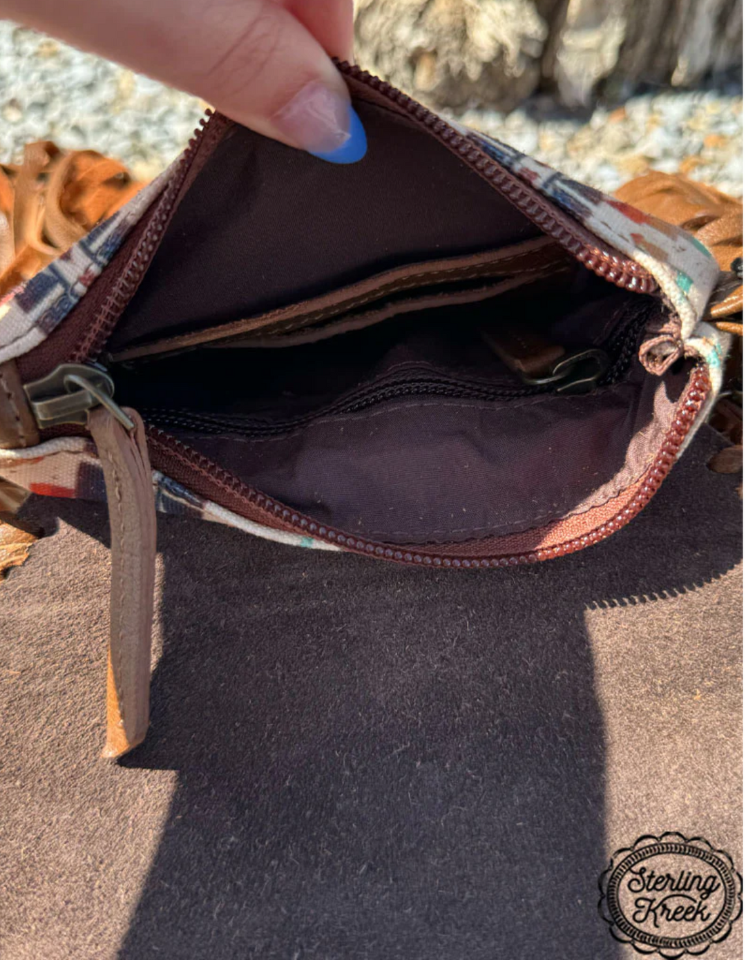 Real Leather Tooled Aztec Inspired Crossbody