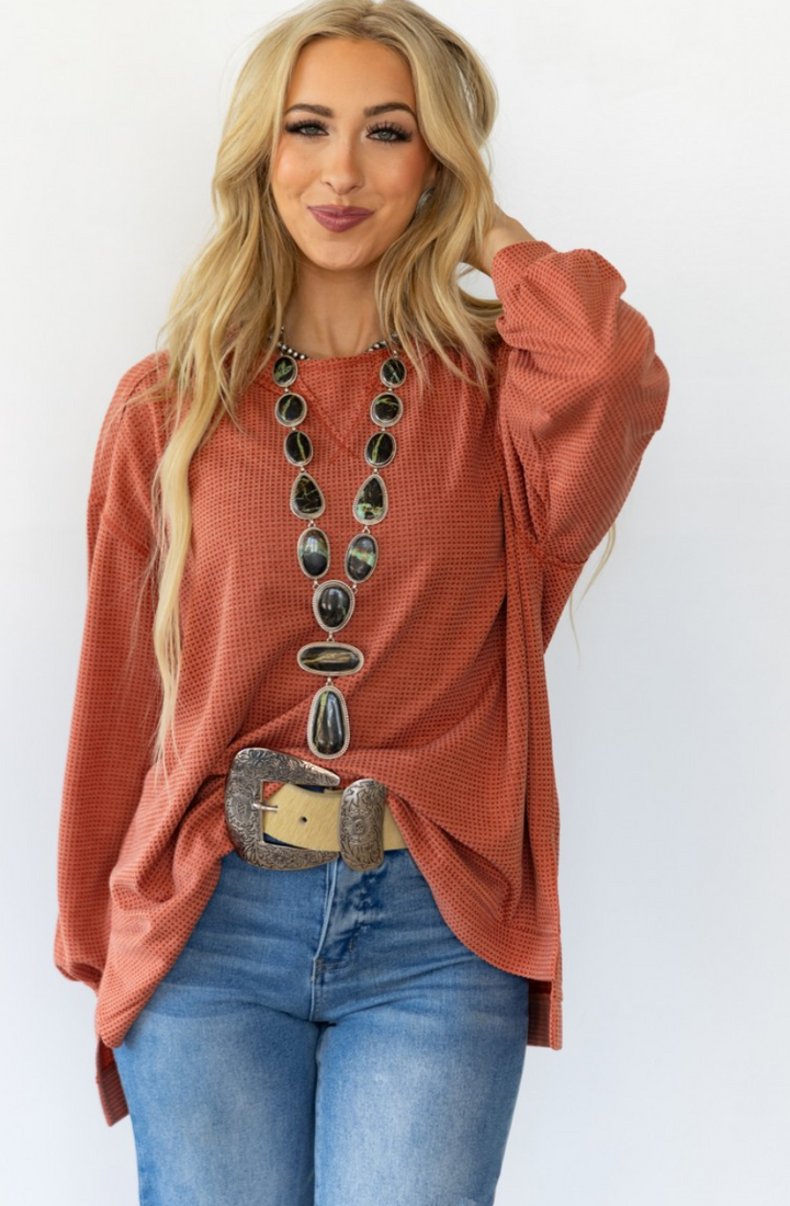 Autumn Ease Waffle Knit Tunic