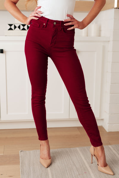 Judy Blue | Wanda High Rise Control Top Skinny Jeans Scarlet