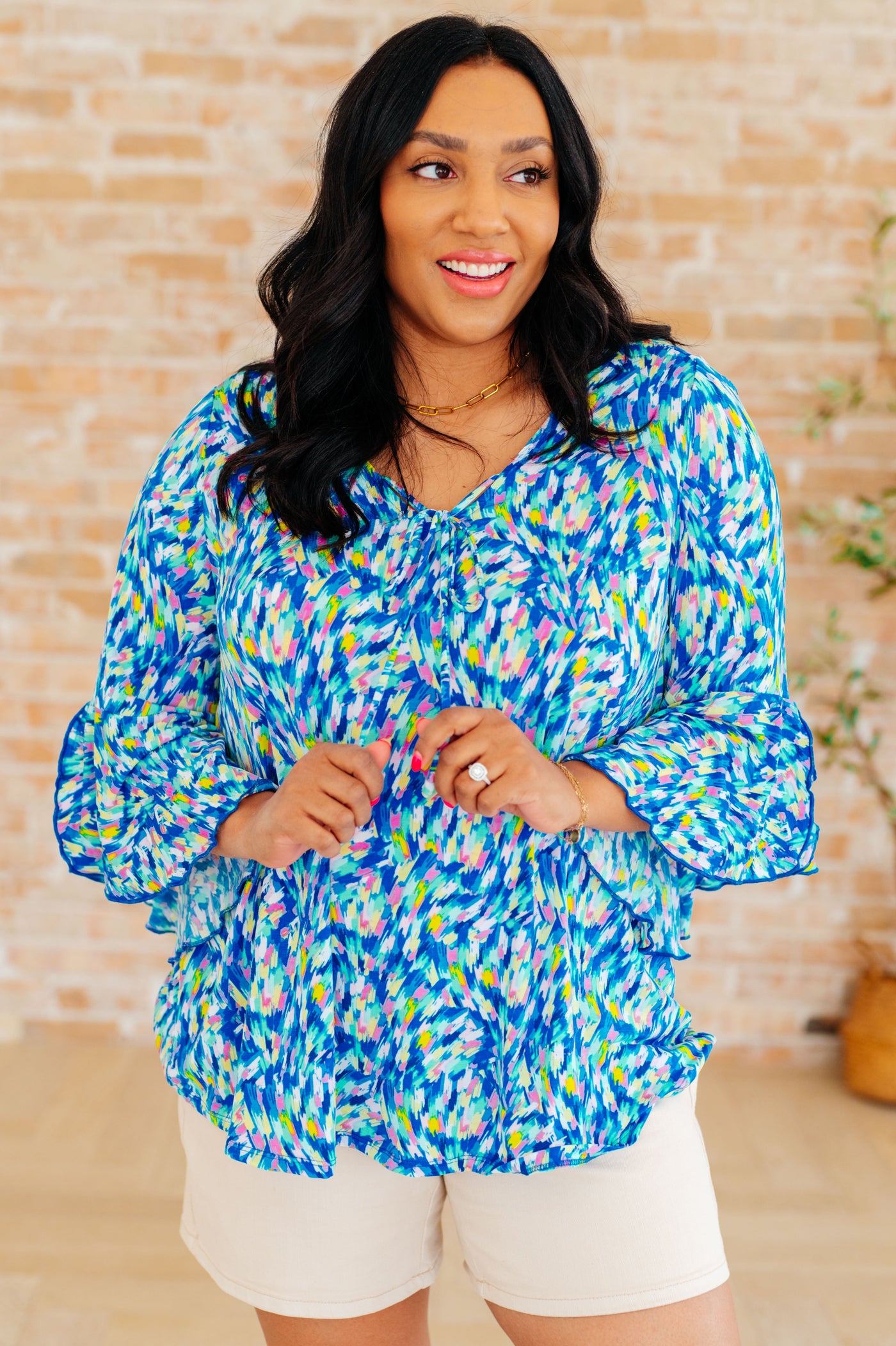 Royal Brushed Multi Bell Sleeve Top