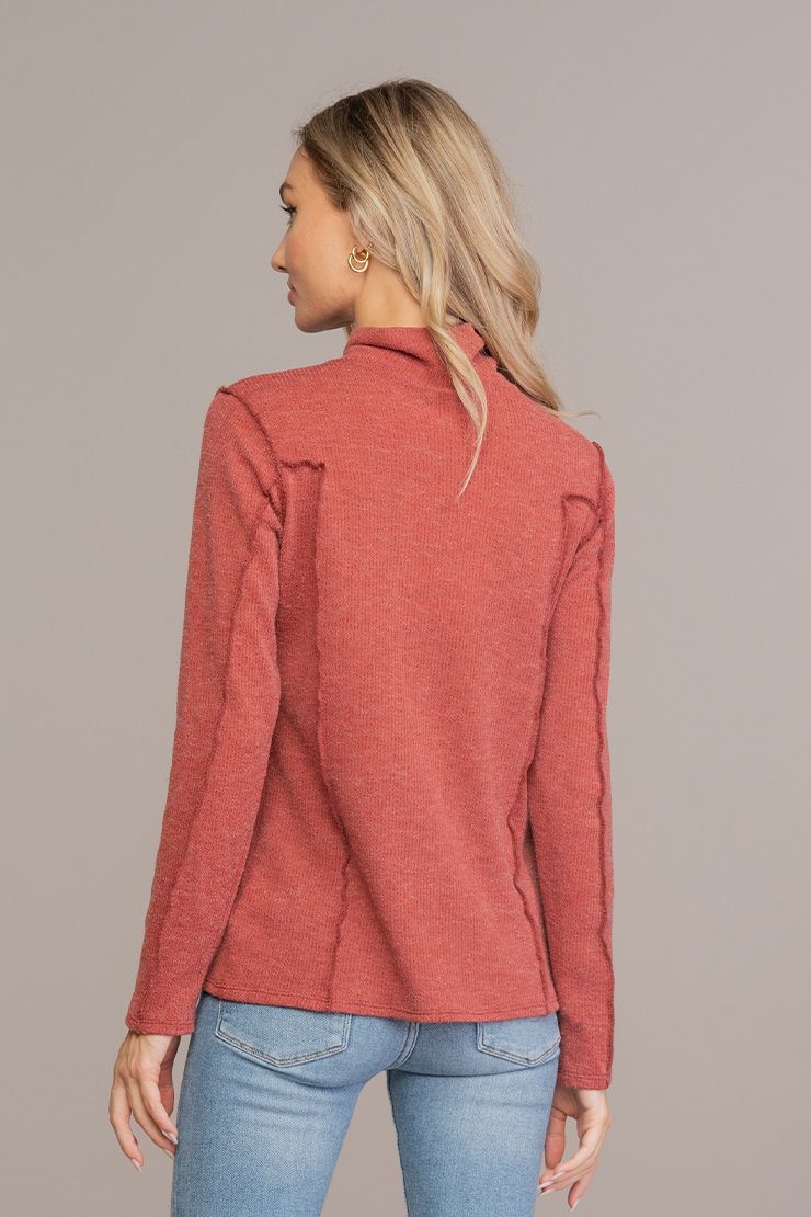 Brick Layers Mock Neck Long Sleeve Top