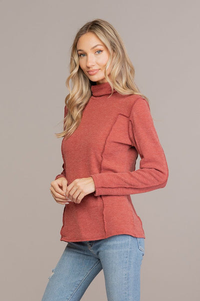 Brick Layers Mock Neck Long Sleeve Top