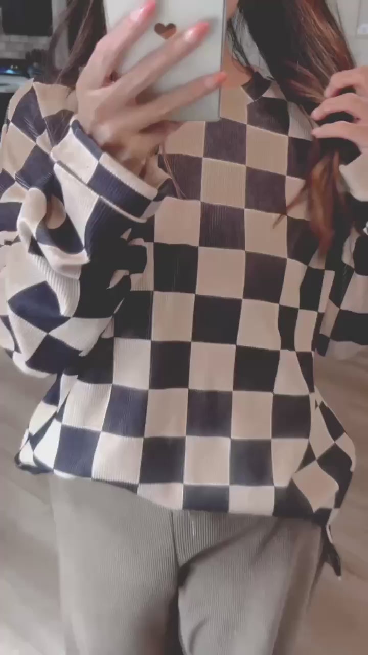 The Queen is the Danger Checkered Sweatshirt & Pants Set Option