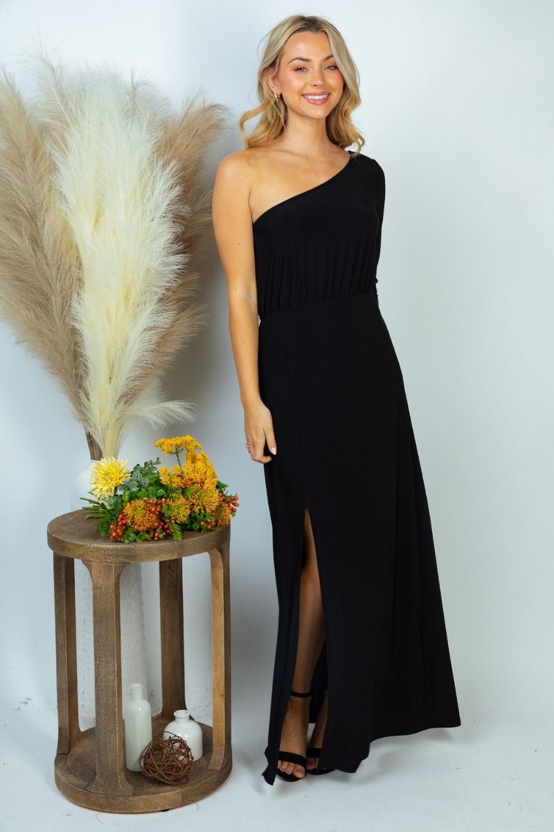 Center Stage One Shoulder Long Sleeve Dress