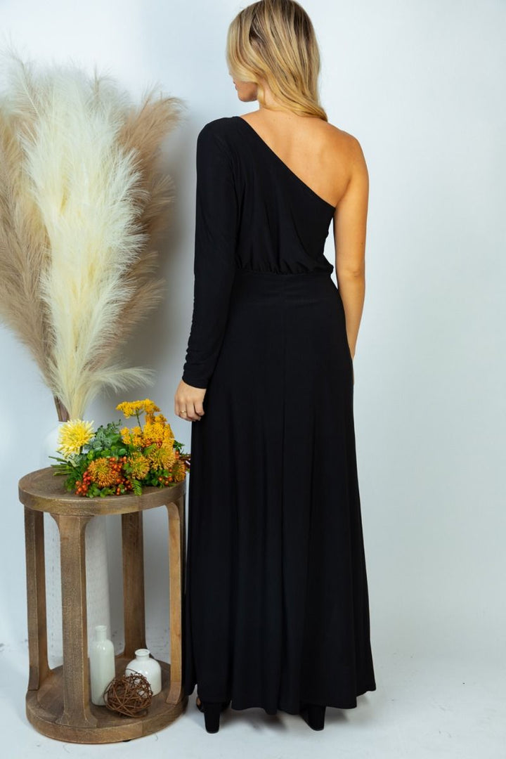 Center Stage One Shoulder Long Sleeve Dress
