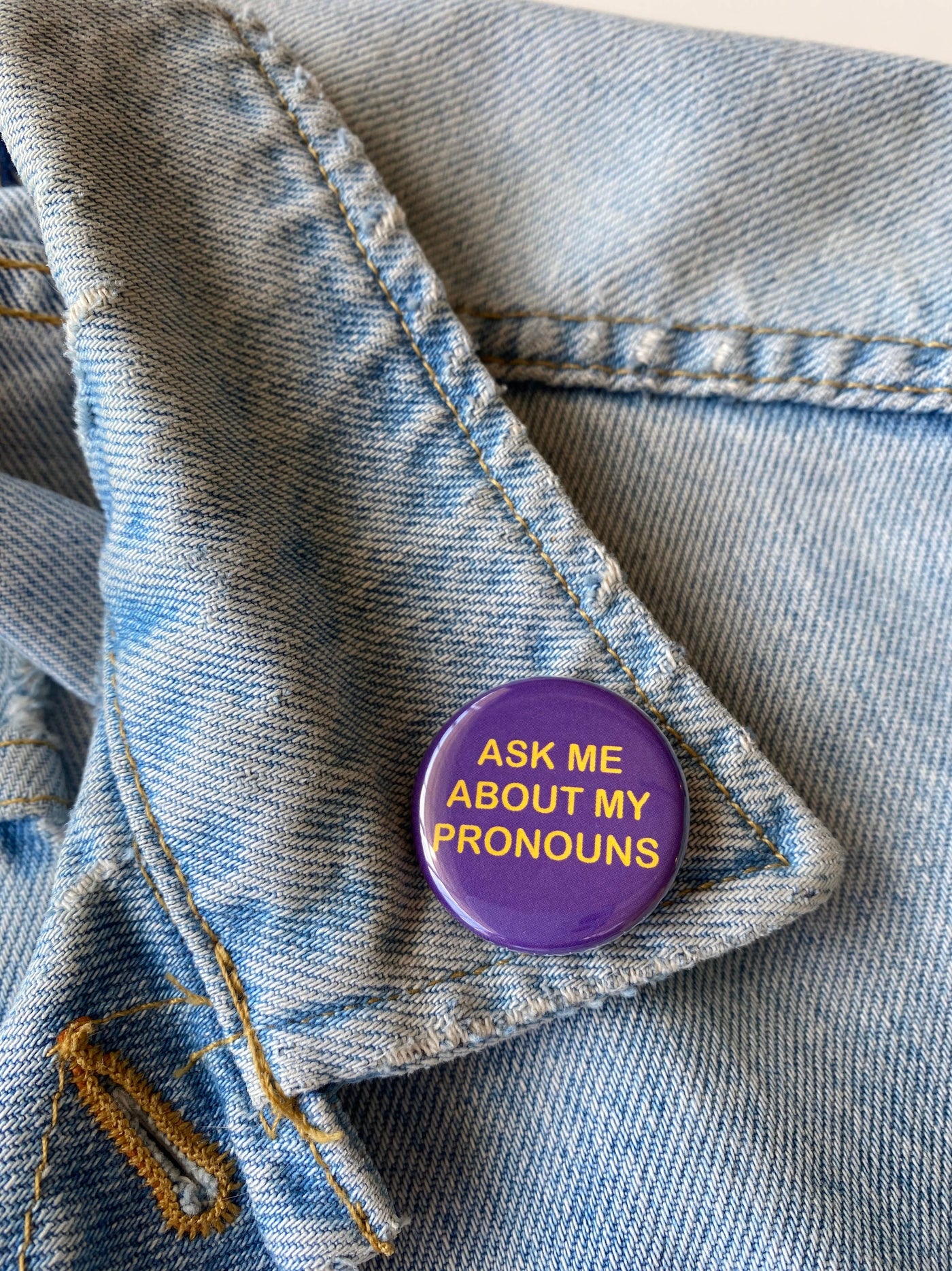 Ask Me About My Pronouns Pin-back Button