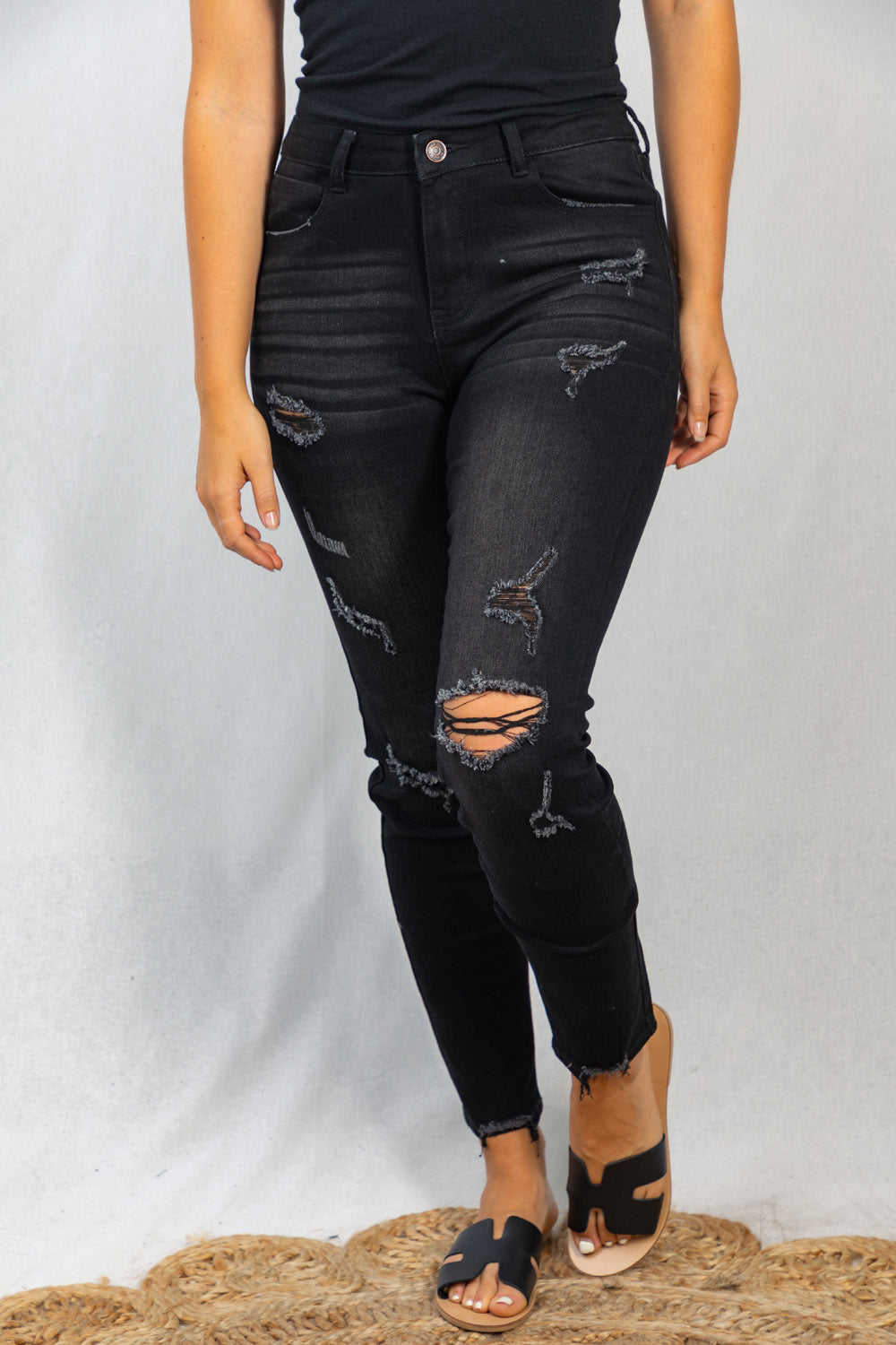 Want It, Get It Distressed Black Denim Jeans