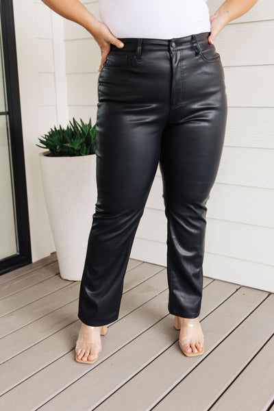 Judy Blue | Mia Wallace Control Top Black Faux Leather Pants