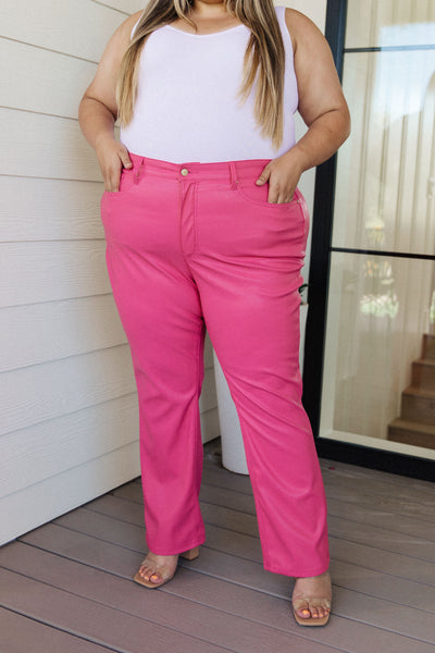 Judy Blue | Hot Pink Hot Pants Control Top Faux Leather Pants