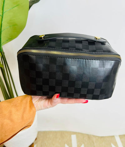 Checkered Carry It All Cosmetic Bag