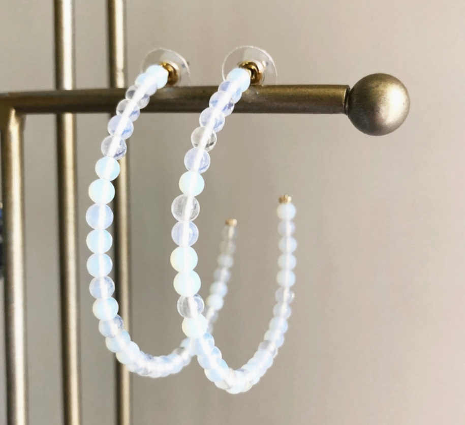 Beaded Wire Hoops - Clear