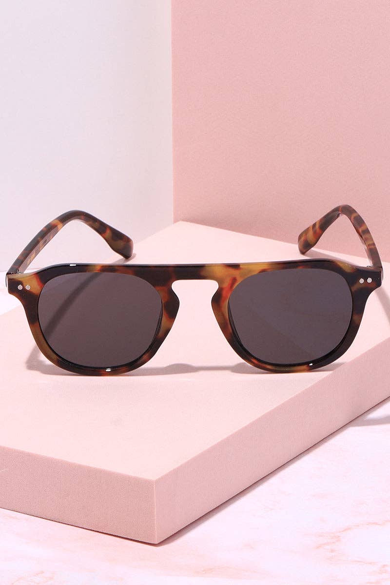 Checked In Round Frame Sunglasses