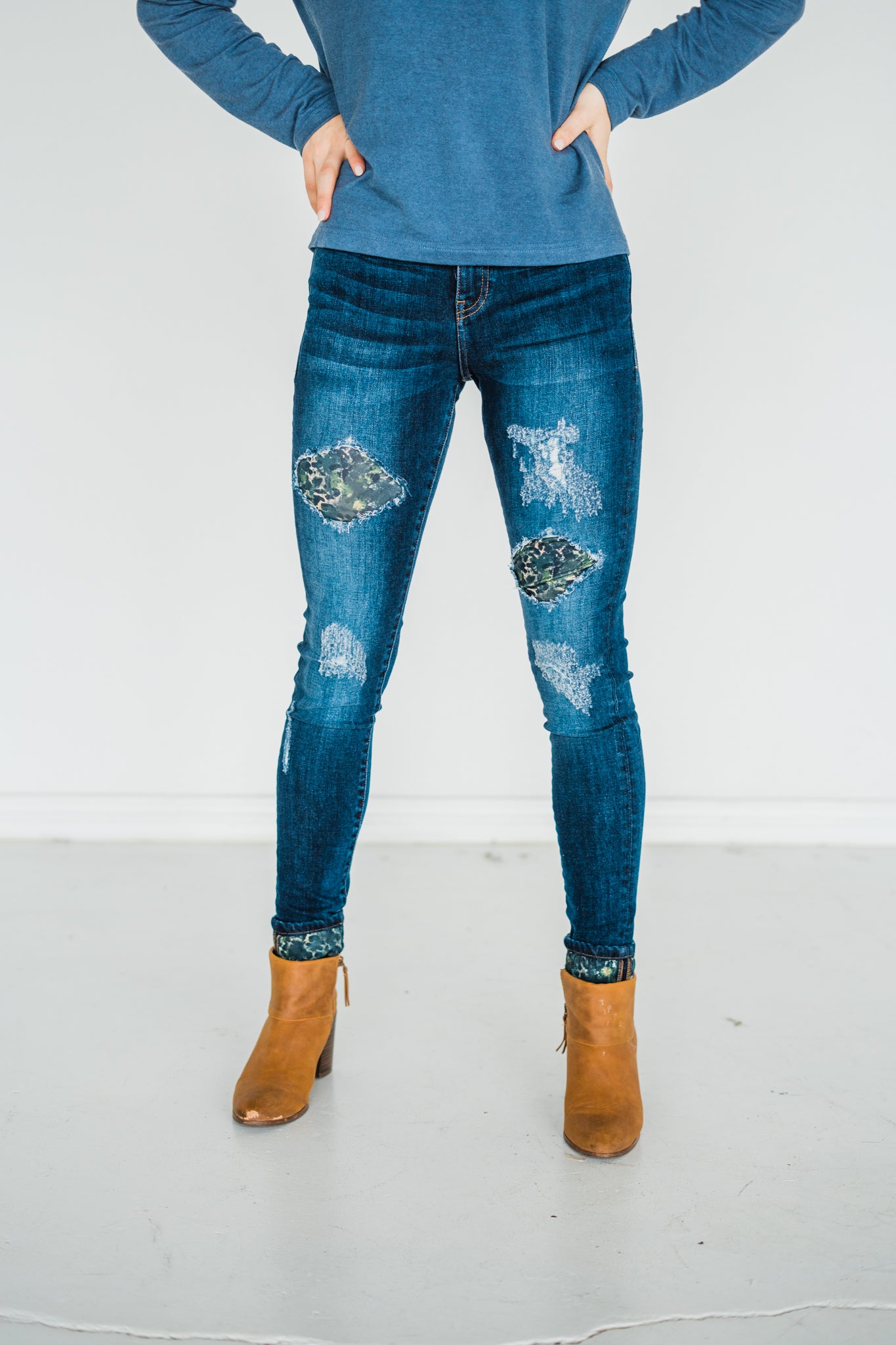 Double the Fun Patched Jeans